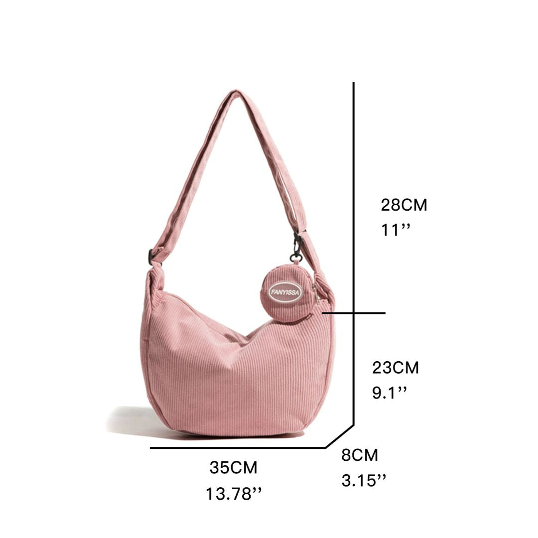 Damen Schultertasche Modernes Design Kordstoff Verstellbare Schulterriemen-5