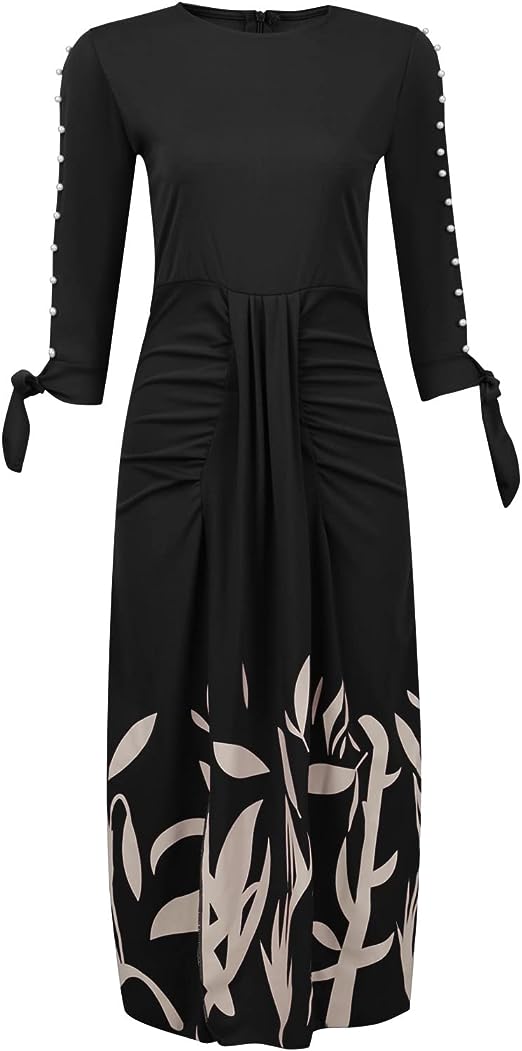 Damenkleid Geblümt Design Weich Polyester Schöne Damenkleider-5
