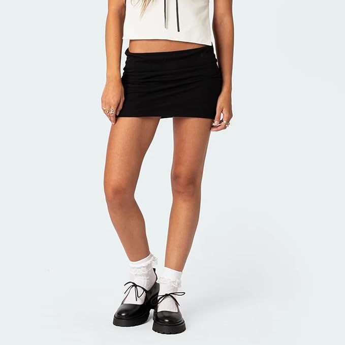 Damen-Minirock, elastisch, zeitloses Design, Polyester-4