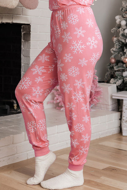 Damen-Loungewear-Set, weicher Stoff, mit Schneeflocken-Print-3