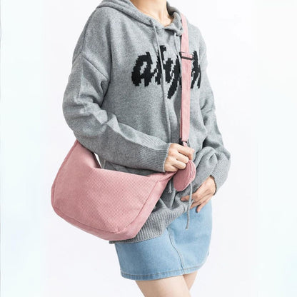 Damen Schultertasche Modernes Design Kordstoff Verstellbare Schulterriemen-2