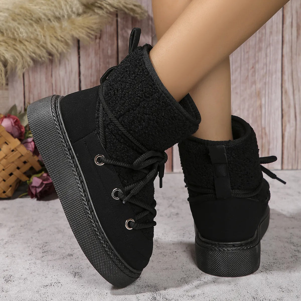 Damen-Schneestiefel, mit dicker Sohle und Schnürsystem, synthetisch-2