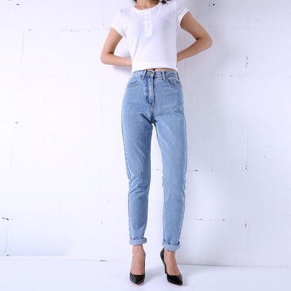 Damen-Haremshose High Waist Denim Lässiger Schnitt 4