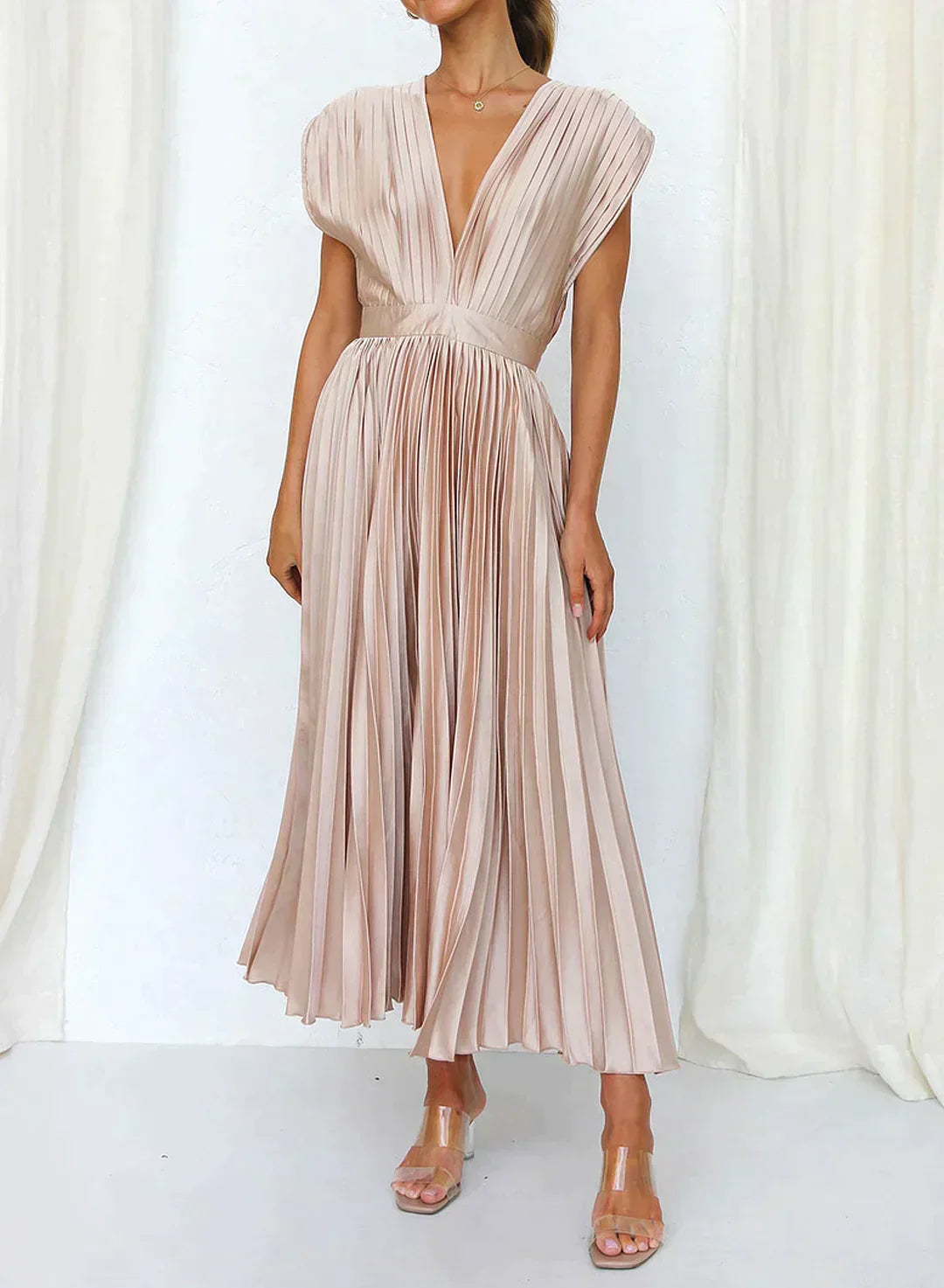 Maxikleid Damen Ärmellos Leichtes Material Elegante Silhouette-2