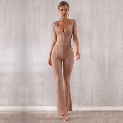 Damen-Overall, Doppelträger, weiter Bein-Stil, Polyester, Spandex-1
