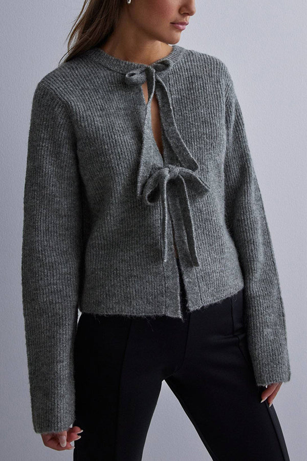 Damen-Cardigan, Schnürung, Strick, eleganter Herbst-5