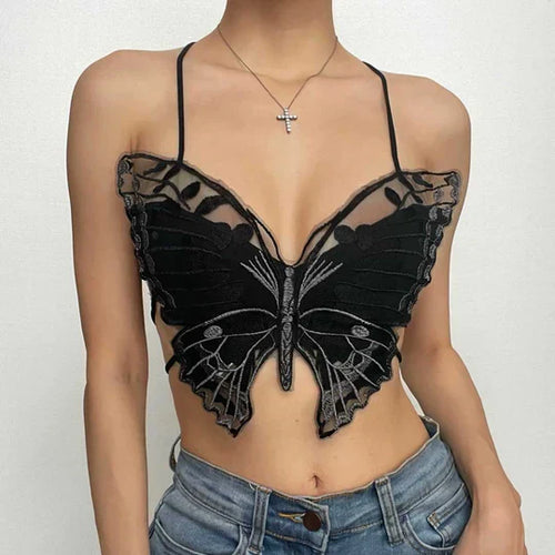 Damen-Bralette, Spaghettiträger, Schmetterlings-Design, weich, elastische Mischung-1
