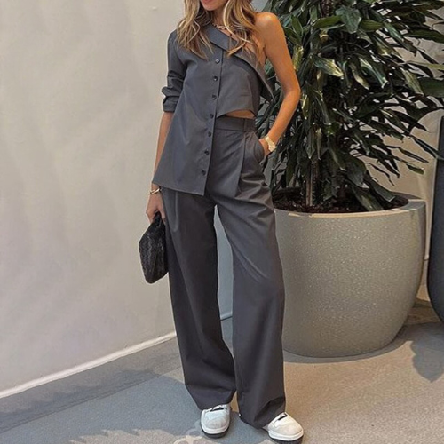 Damen Schulterfreies Kostüm Elegantes Polyester Zeitloser Stil-1