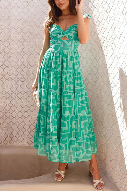 Damenkleid Midi mit Einfassung und Print Baumwolle Polyester-4