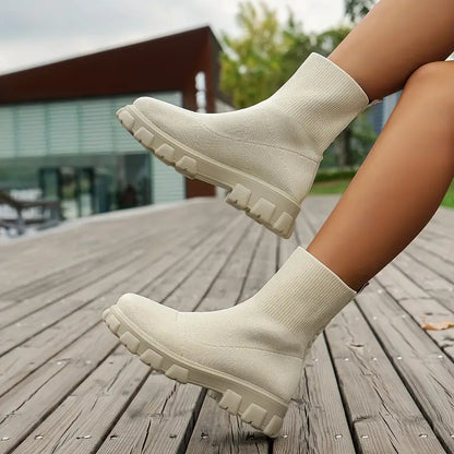 Gefütterte Damen-Winterstiefel, bequemes Design, weich, Kunstleder-2