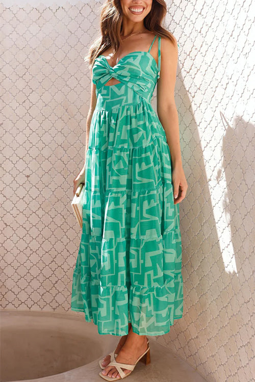 Damenkleid Midi mit Einfassung und Print Baumwolle Polyester-5