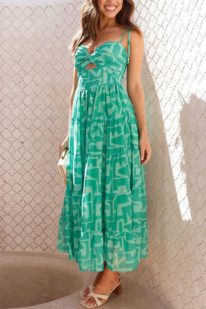 Damenkleid Midi mit Einfassung und Print Baumwolle Polyester-5
