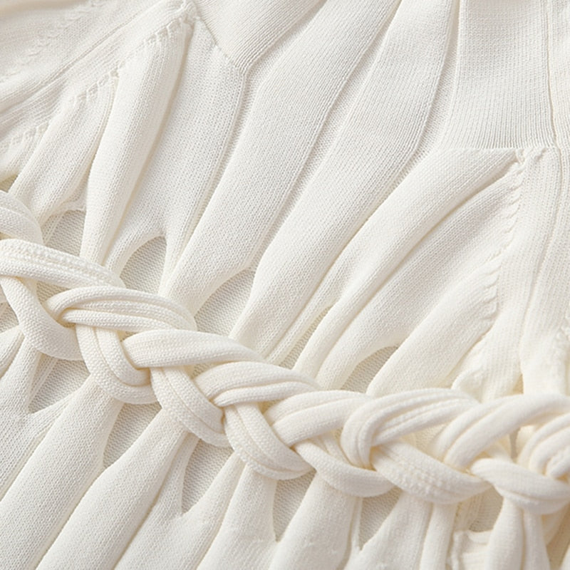 Damenbluse mit Stehkragen und geflochtenem Detail in gemischtem Stoff 6