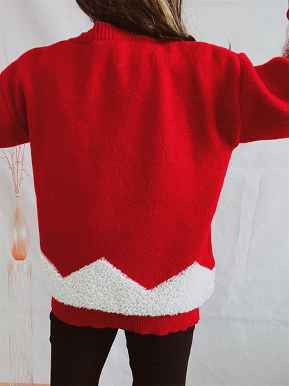 Damen-Pullover, Dropped Shoulder, weicher Stoff mit Weihnachtsbaum-Grafik-2