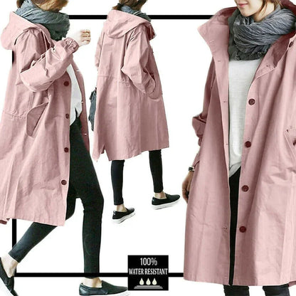 Variant image for Damen-Regenjacke, Oversize, wasserbeständiger Stoff mit Kapuze-9