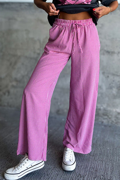 Damenhosen mit hoher Taille, kariert, 100% Polyester 5