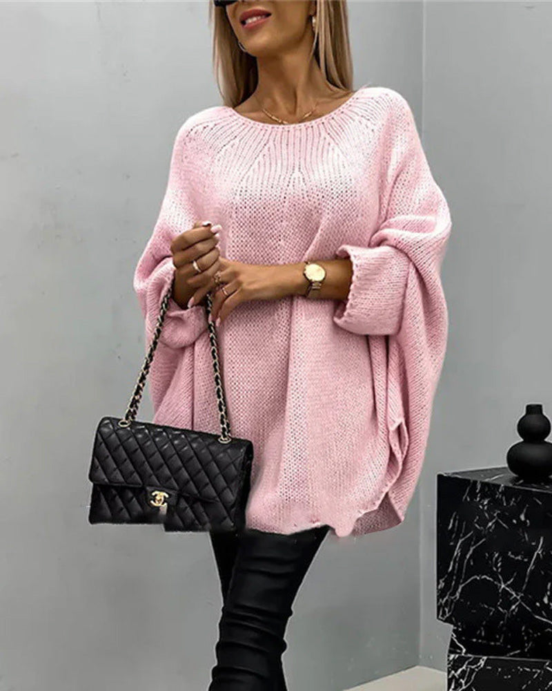Damen-Cape-Pullover, schick, gestrickt, weiches Material-5