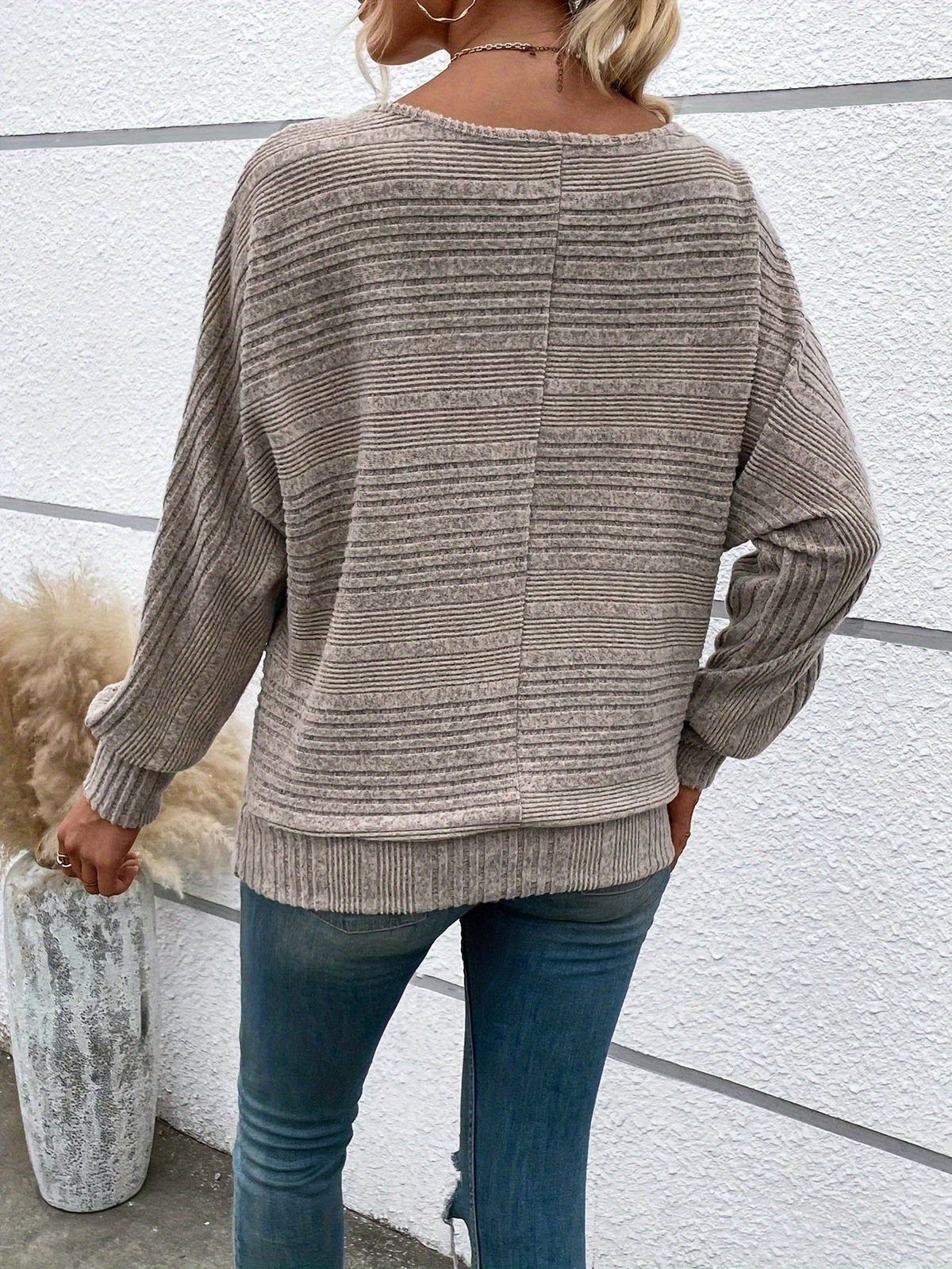 Damen-Pullover Lässiger Schnitt Locker Ärmel Weiches Stoff-3