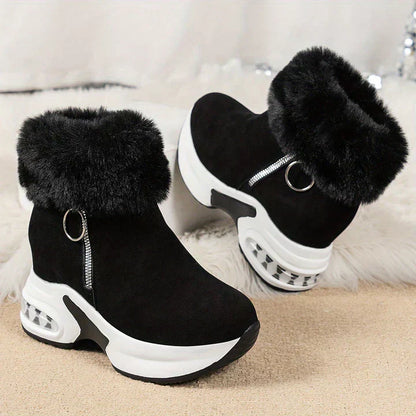 Damen-Keilstiefel, mit Kunstfell, lederähnliches Material-1