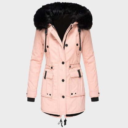 Damen-Mantel Winter Plüsch mit Wollkragen Gefüttert Fleece 11