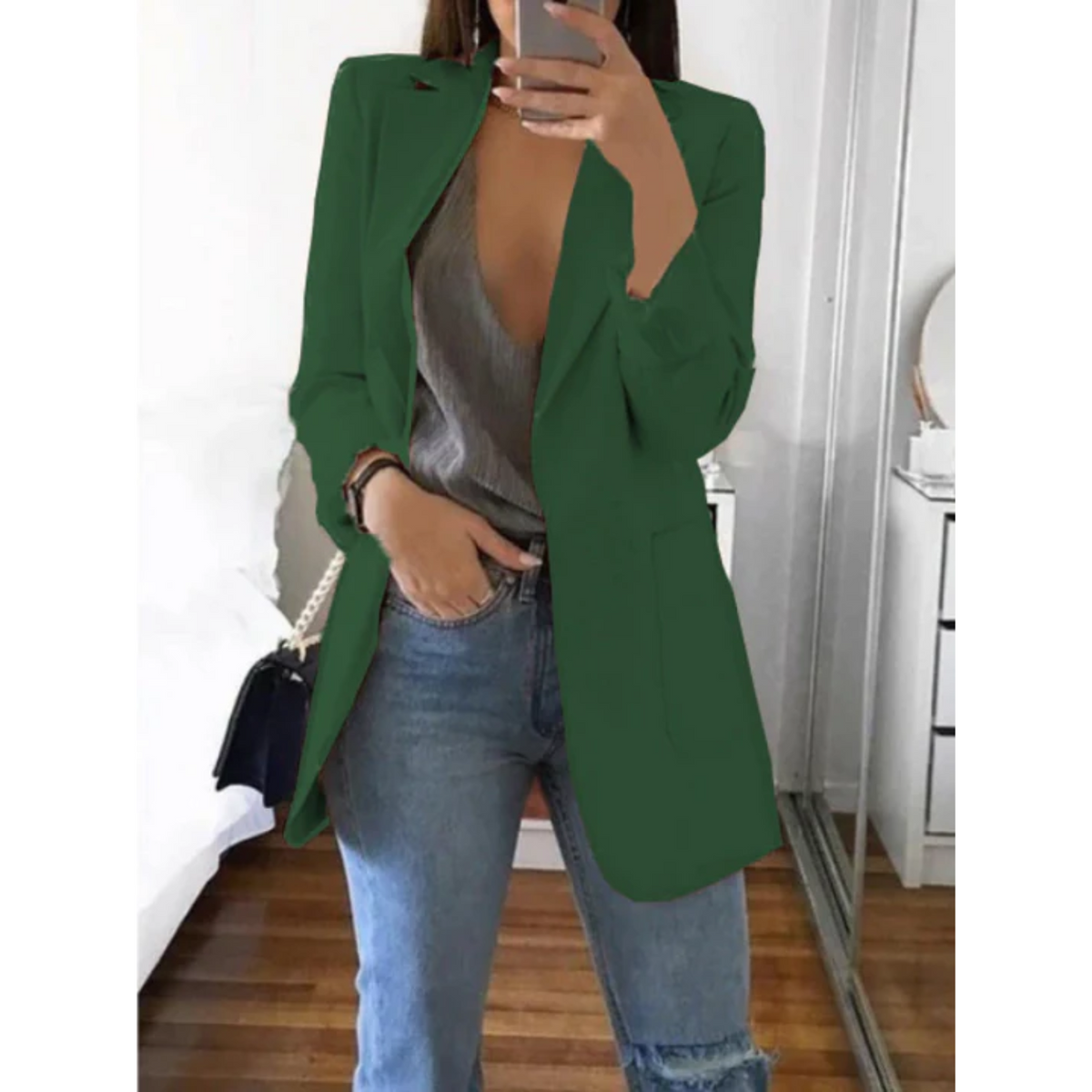 Damen Blazer Enger Geschnitten Modernes Design Hochwertiger Stoff-4