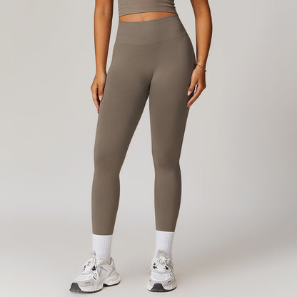 Damen Yogahose Hohe Taille Gerippt Stretch Nylon Spandex-4