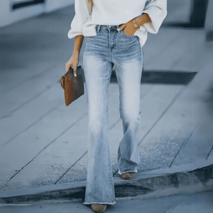 Damen-Hose, schicker Boho-Kleid, schick, hohe Taille, Stretch, Denim-5