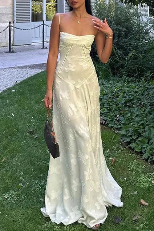 Damen-Maxikleid, Spaghettiträger, Blumen, Baumwolle, Polyester-5