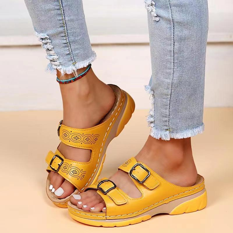 Damen-Sandalen, Leder, elegantes Design, verstellbare Riemen-6