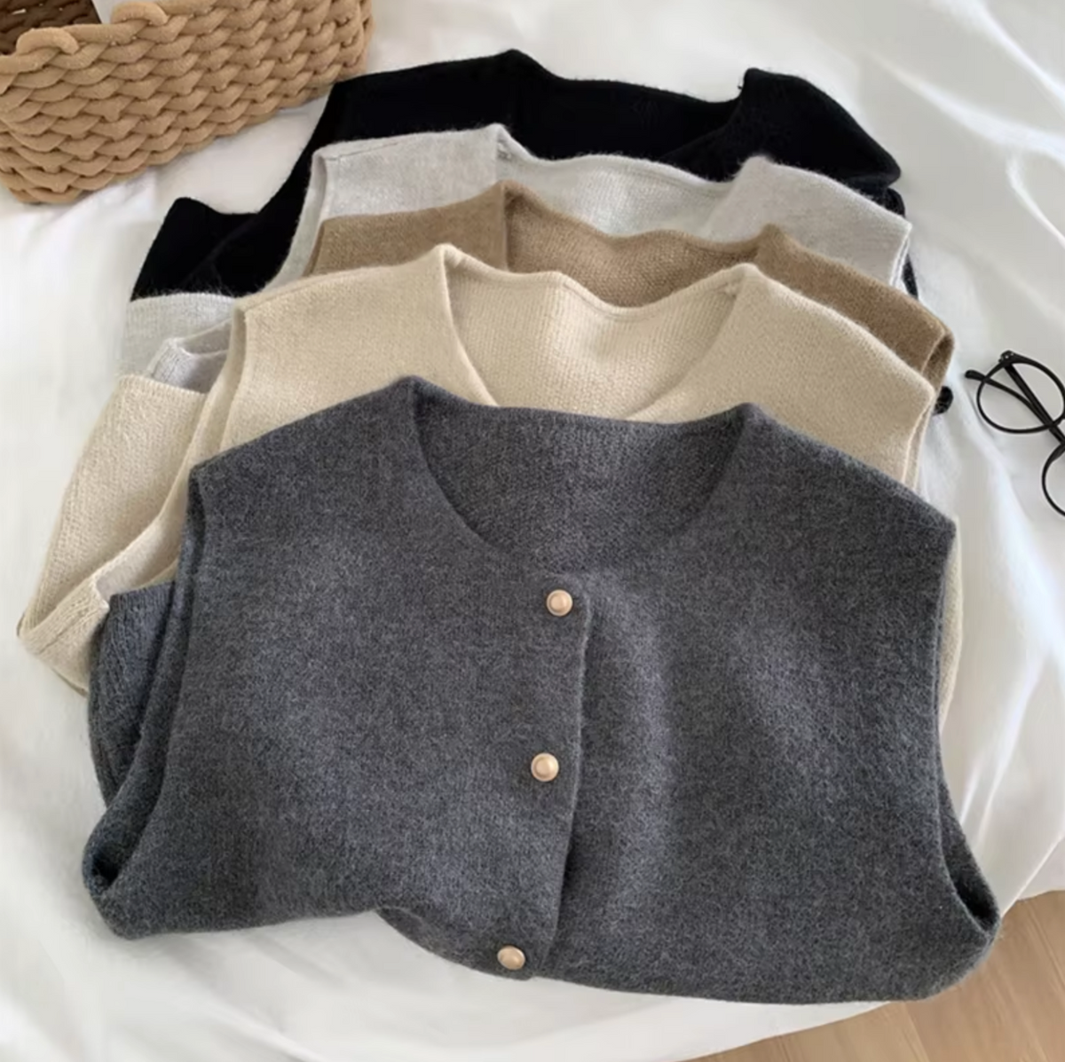 Damen-Strickweste, mit Knopfdesign, ärmellos, zeitloser Stil-2