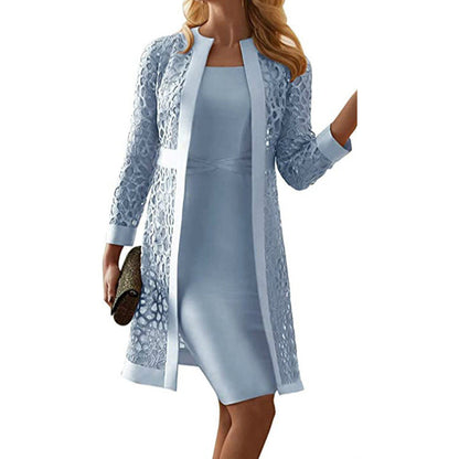 Damen-Kleid, zweiteilig, Spitze, Polyester, für formelle Anlässe-6