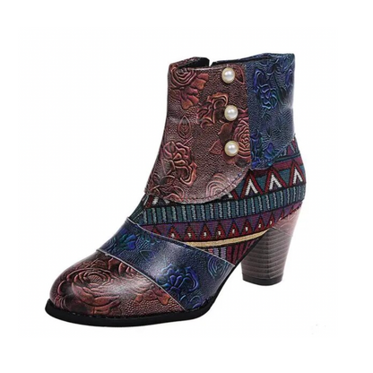 Wasserabweisende Retro-Damenstiefel aus synthetischem Material – Ergonomisches Design für Komfort und Stil, Schwarz/Braun 3