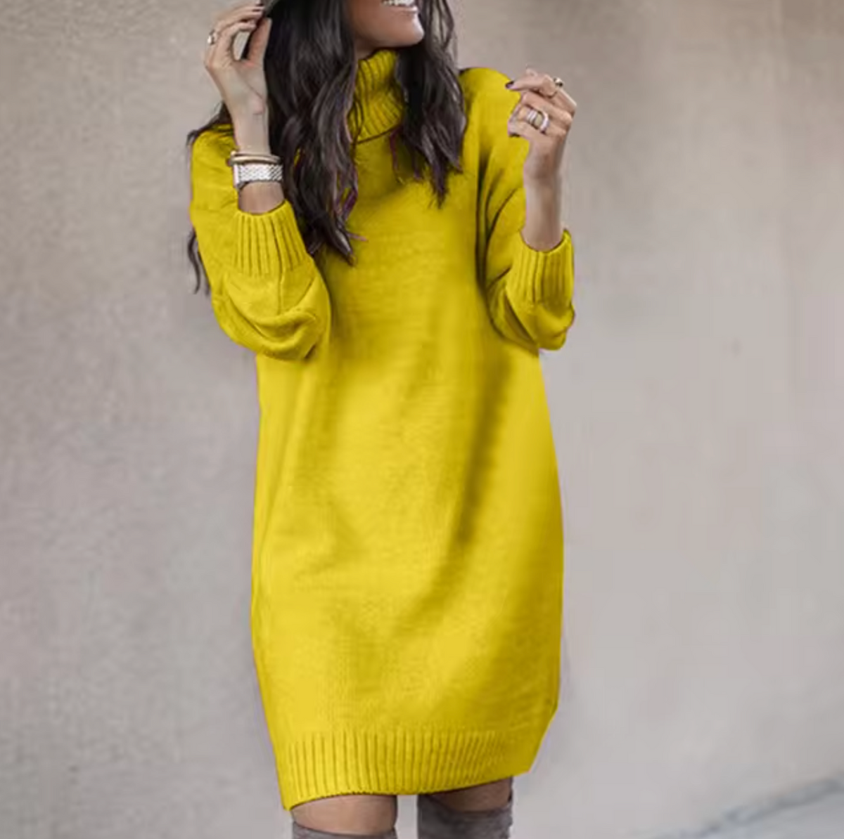 Variant image for Damen-Strickkleid, Turtleneck, langärmelig, weiches Material-16