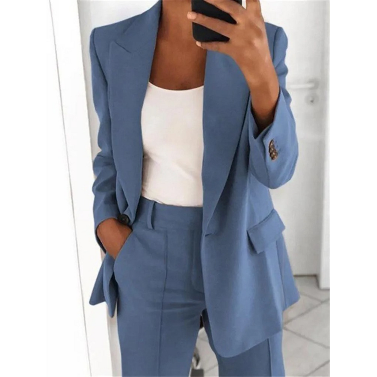 Damen Blazer Langarm Tailliert Hochwertiger Stoff-5