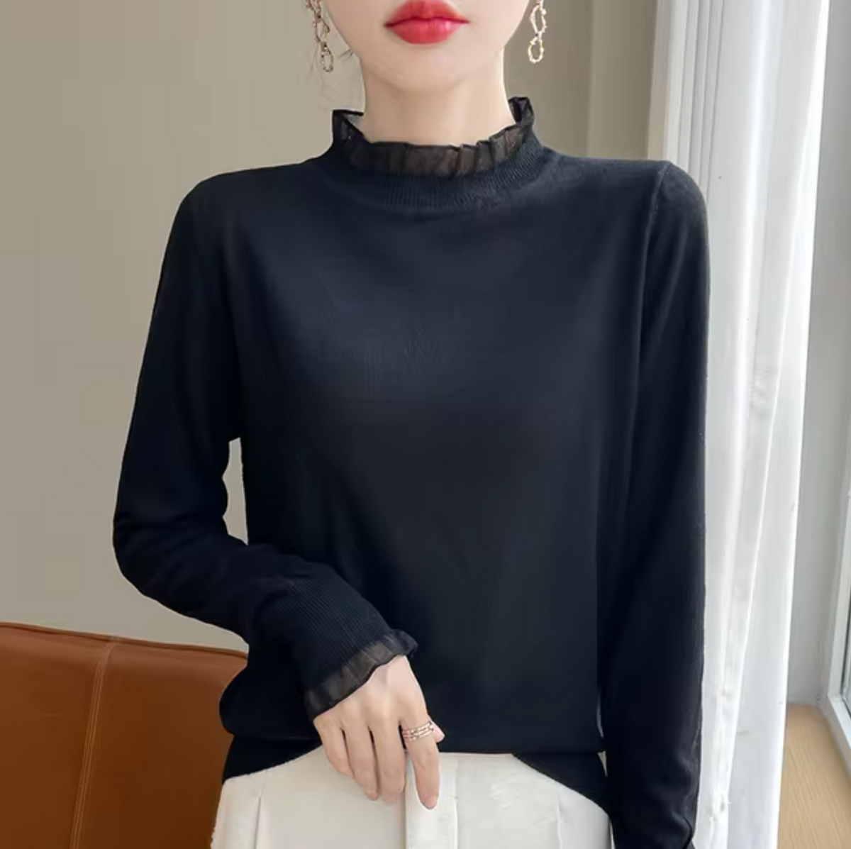 Damen-Rollkragenpullover, breite Passform, aus Kaschmir und Wolle 11