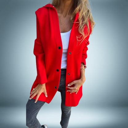 Damen-Mantel Lockerer Schnitt mit Kapuze Weiches Material-6
