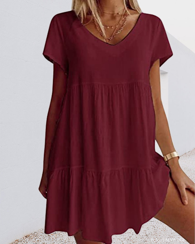 Damen-Freizeitkleid, lässig, Baumwolle, Mittlere, Länge-4