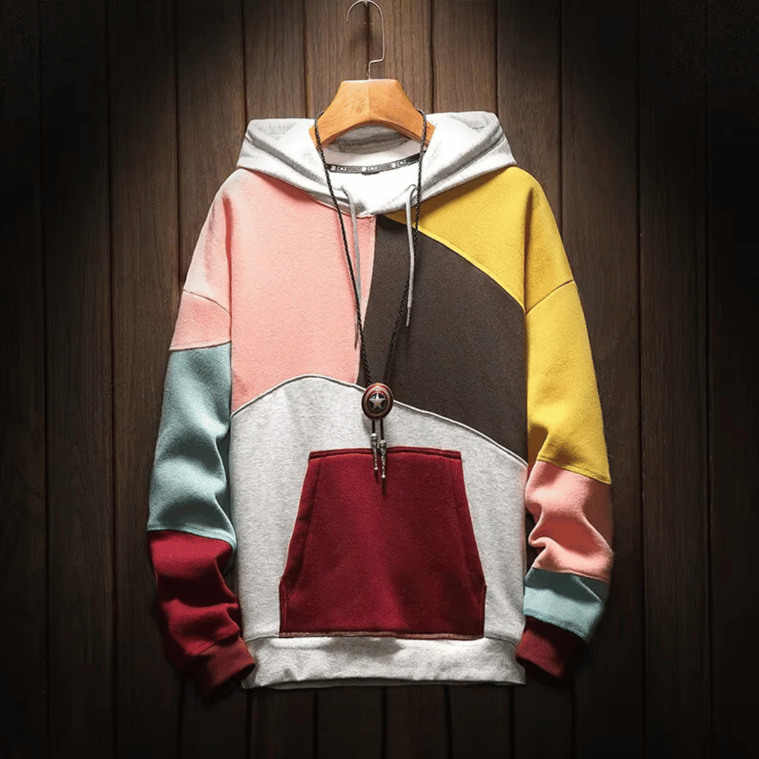 Herren-Hoodie im farbenfrohen Design – weiche Baumwollmischung mit geräumiger Kapuze und Kängurutasche 6