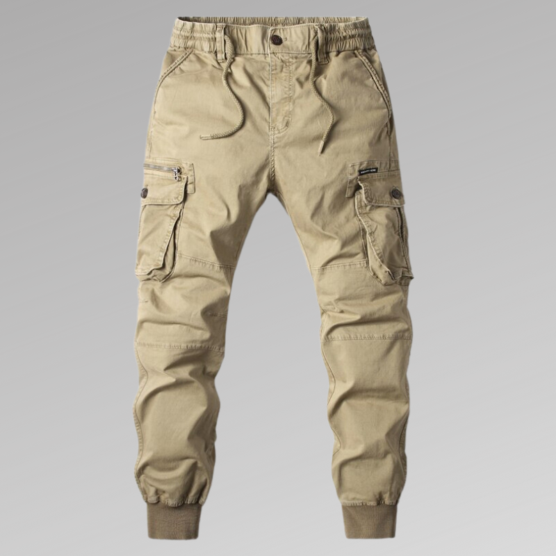 Herren Cargohose, elastischer Bund, gerippte Details, 100% Baumwolle-1