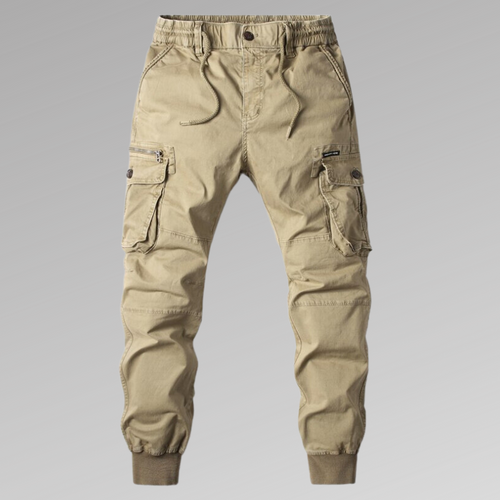 Herren Cargohose, elastischer Bund, gerippte Details, 100% Baumwolle-1
