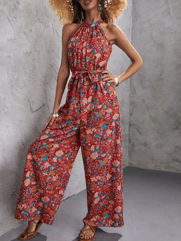 Damen-Kleid, Halterneck, Blumenmuster, Polyester, schöne Damenkleider-1