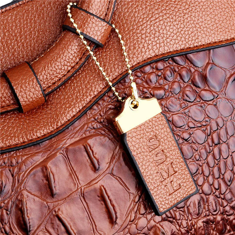 Damen Handtasche Vintage Handgefertigt Krokodilleder Geräumig-6