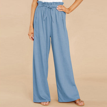 Damen-Hose, leichtes Polyester, hohe Taille-4