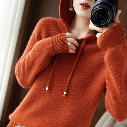Damen-Kapuzenpullover Klassisches Design aus Kaschmir Weicher Loose Fit 5