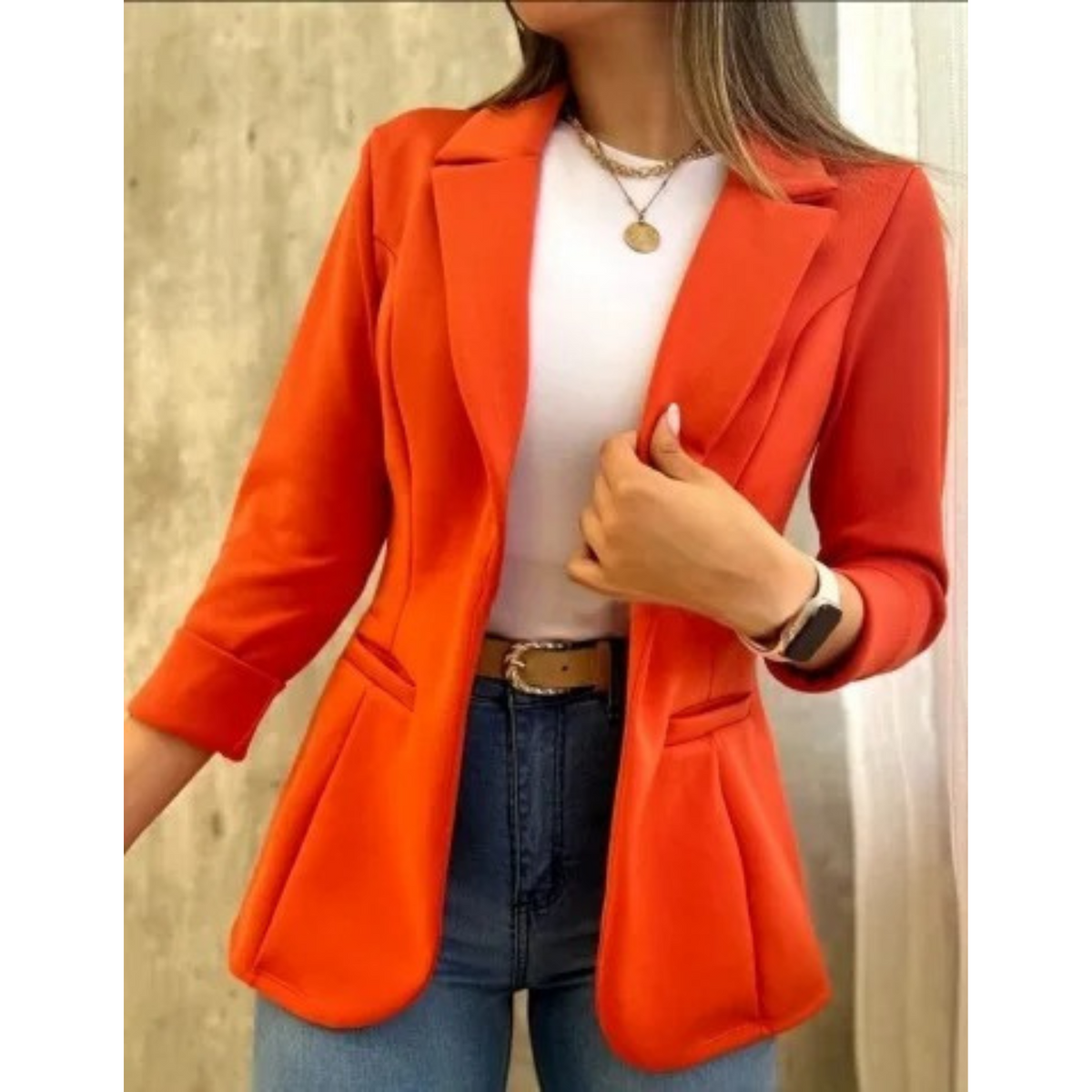 Variant image for Damen Blazer Vintage Stil Hochwertiger Stoff Elegantes Design-25
