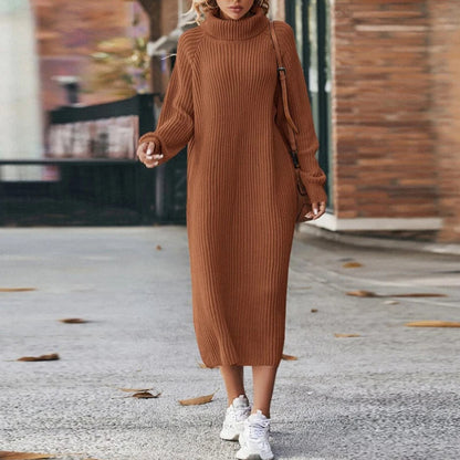 Damen-Lässiges Kleid, atmungsaktives Strickmaterial-3