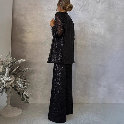 Damen-Paillettenkleid, hohe Taille, Polyesterfaser, glamourös, Design-4