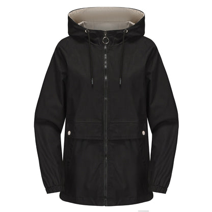 Damenjacke Leicht Kapuze Polyester Lockere Passform-3