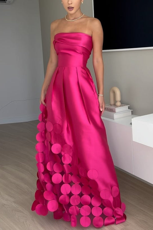 Damen-Maxikleid, trägerlos Polka Dots, Baumwolle, Polyester-5
