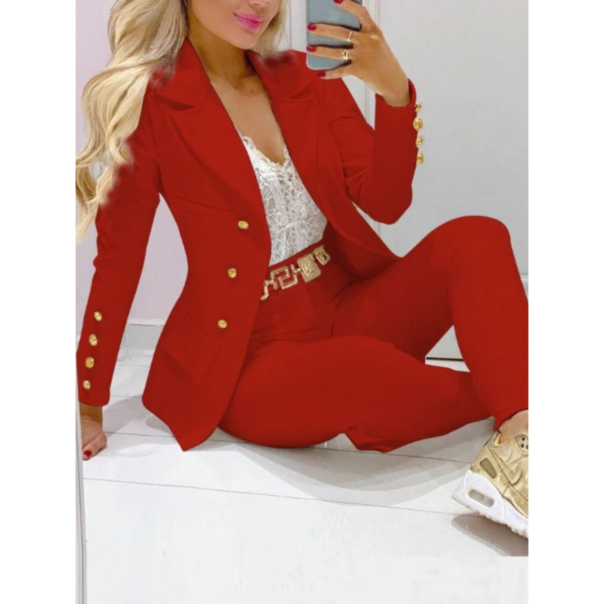 Variant image for Damen Blazer mit Groß Kragen und Hose in Polyester-25